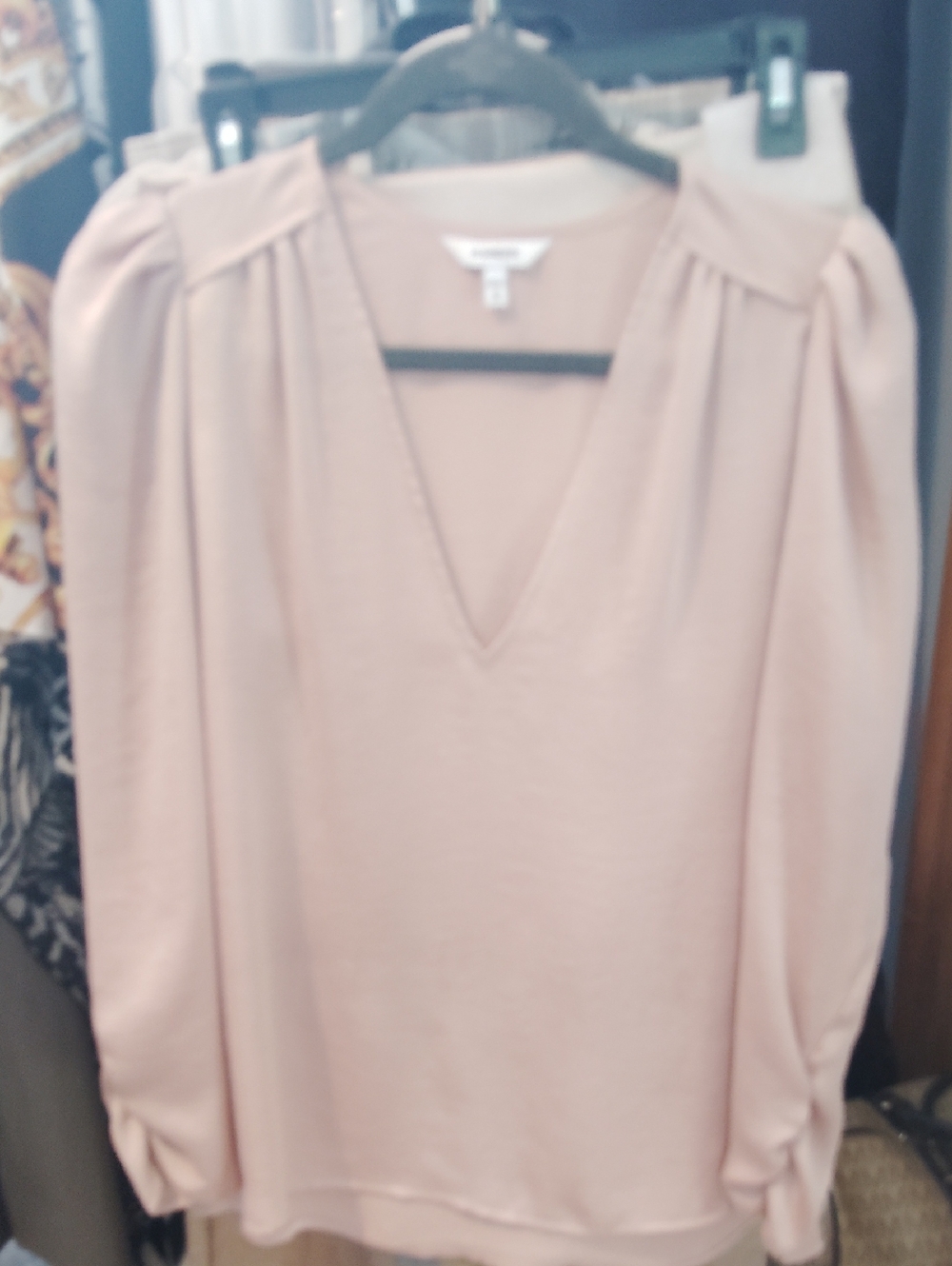 Express Blush Pink V-Neck Puff Sleeve Blouse M $60